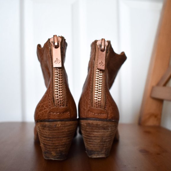 Sam Edelman Lisle Brown Leather Heel Booties Sz 6 - Picture 4 of 5